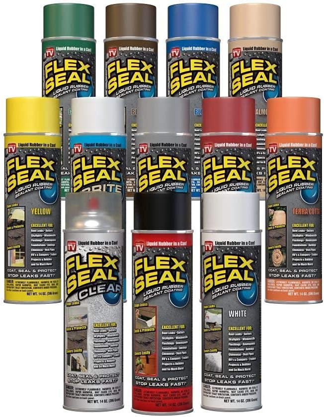 Flex Seal, 14 oz, 2-Pack, Black, Stop Leaks Instantly, Waterproof Rubber Spray On Sealant Coating, Perfect for Gutters, Wood, RV, Campers, Roof Repair, Skylights, Windows, and More