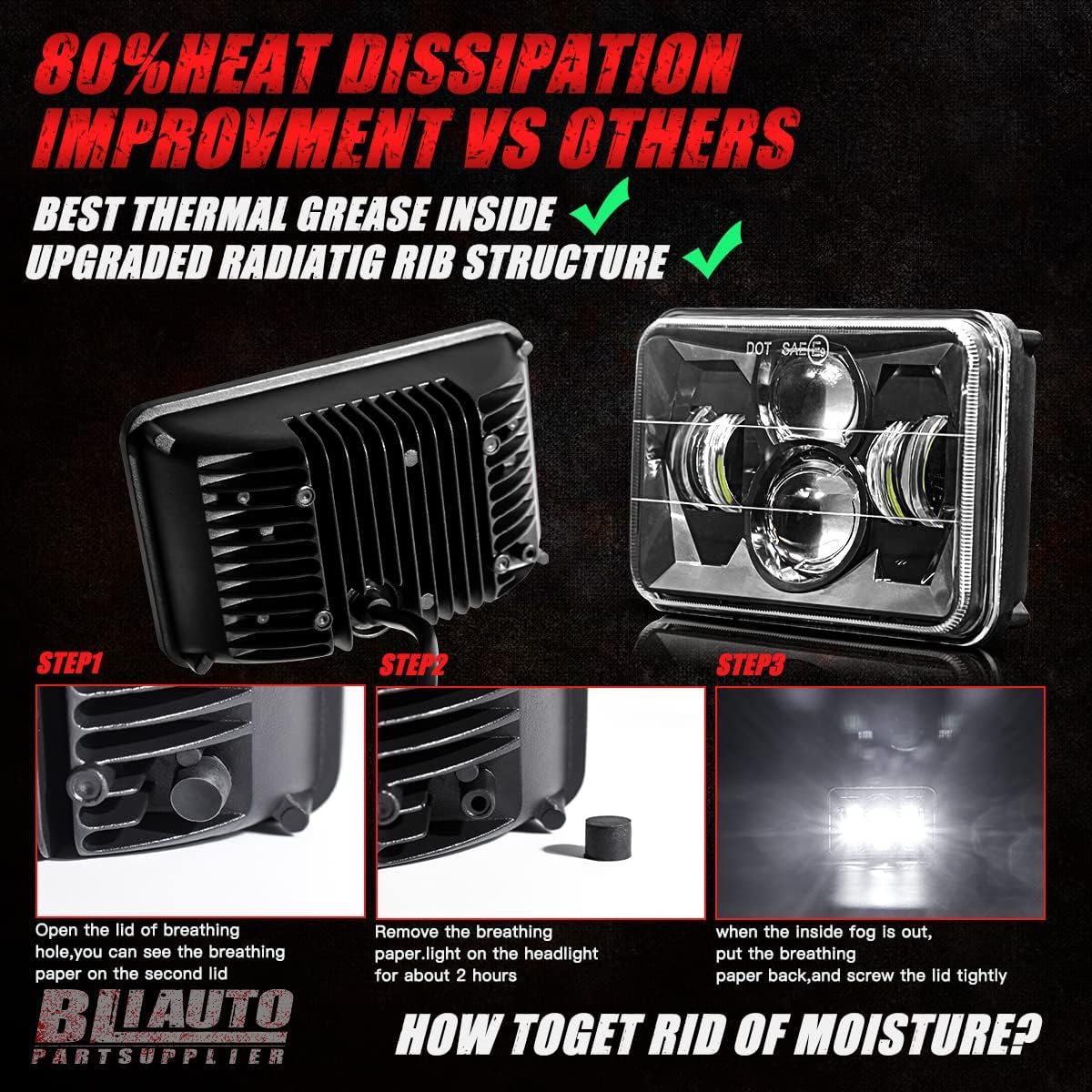 5x7 LED lights Dot Approved Rectangle 7x6 LED 2PCS with Hi/Low Sealed Beam For Trucks Jeep Cherokee XJ Ford Van Replacement 6054 H5054