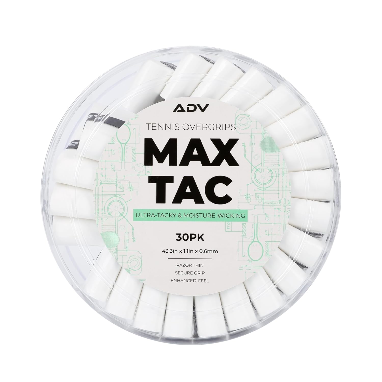 ADV MaxTac Tennis Overgrip, Tacky Moisture-Wicking Grip (Orange, 12-Pack)