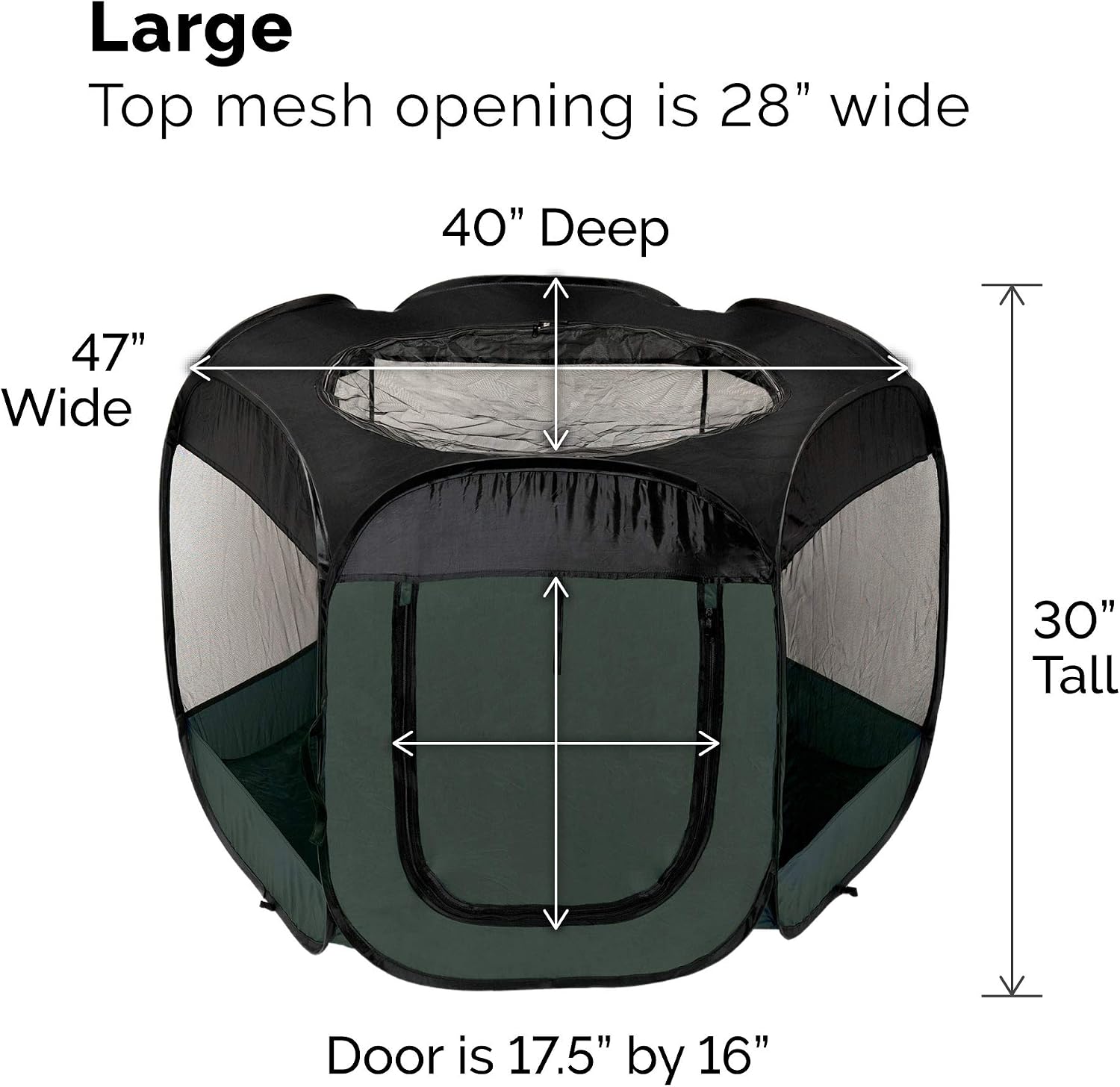 Furhaven Portable Dog Playpen Cat Tent, Pet playground,Kennel foldable indoor outdoor zippered puppy crate - Hunter Green, Medium
