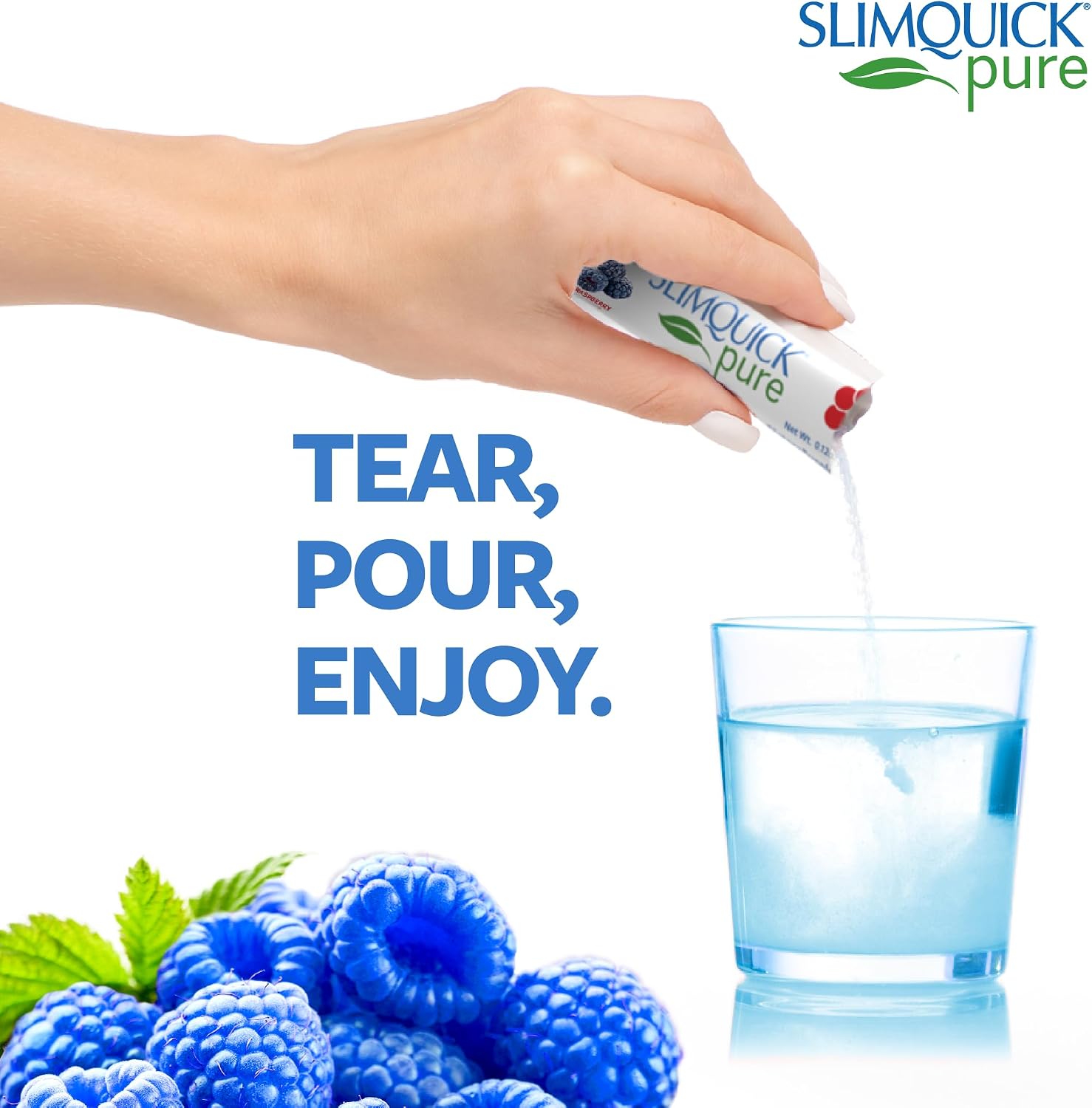 Slimquick Pure 3x Extra Strength Mixed Berry Drink Mix for Women to Help Achieve Weight Goals, Helps Metabolism, Keeps Full for Longer with Green Tea, Caffeine, Chaste Tree, Rhodiola Extract, 26 Count