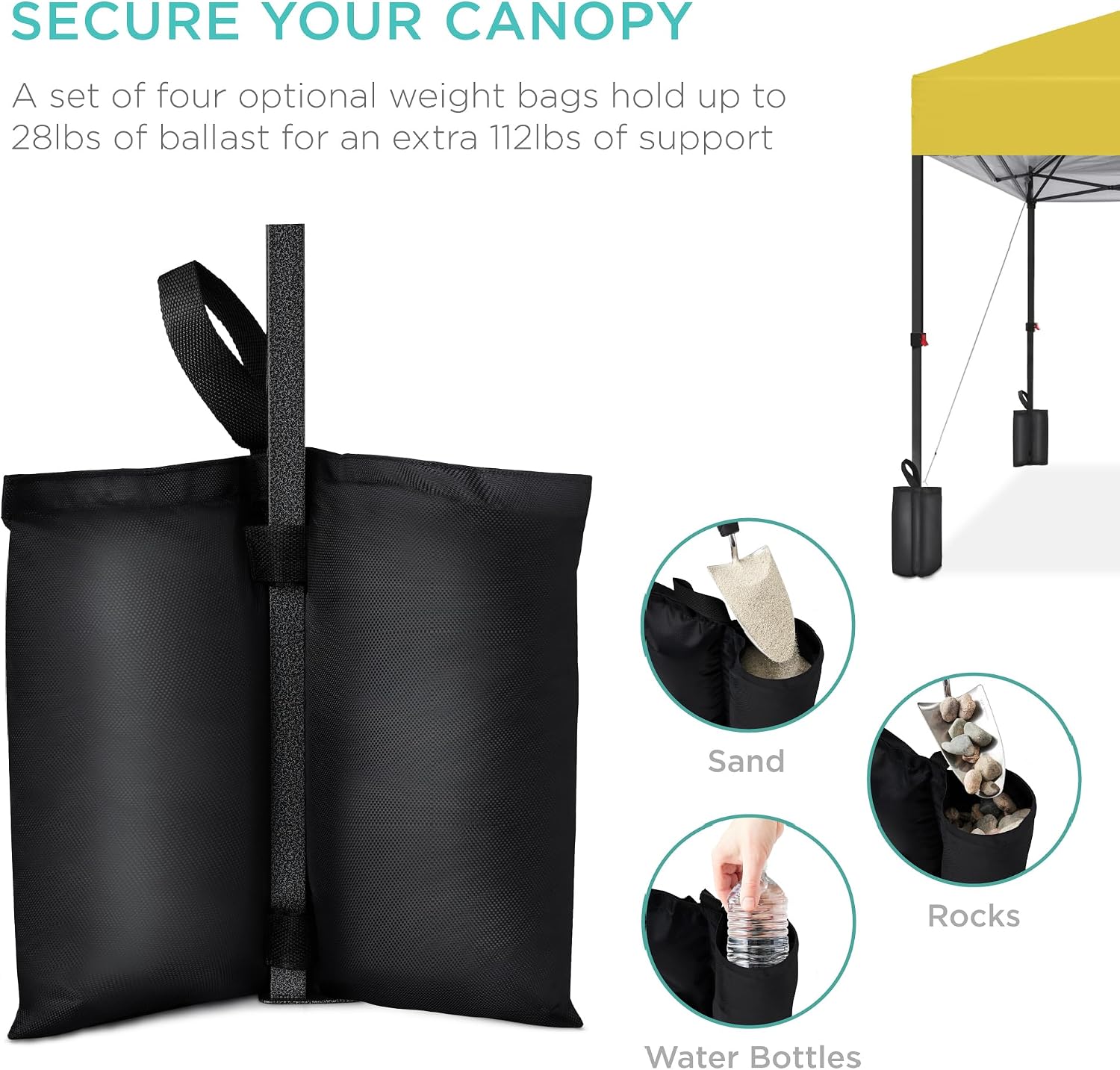 Best Choice Products 10x10ft Pop Up Canopy Tent, Outdoor Shade, 1 Person 1 Minute Set Up, Carry Case, 4 Weight Bags - White