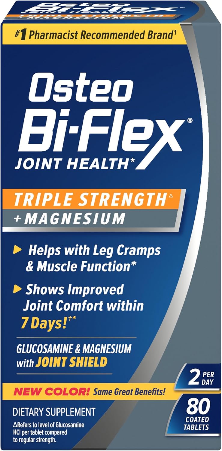 Osteo Bi-Flex Triple Strength Glucosamine Supplement with Magnesium, 80 Ct | Improve Joint Function, Helps Leg Cramps and Muscle Function