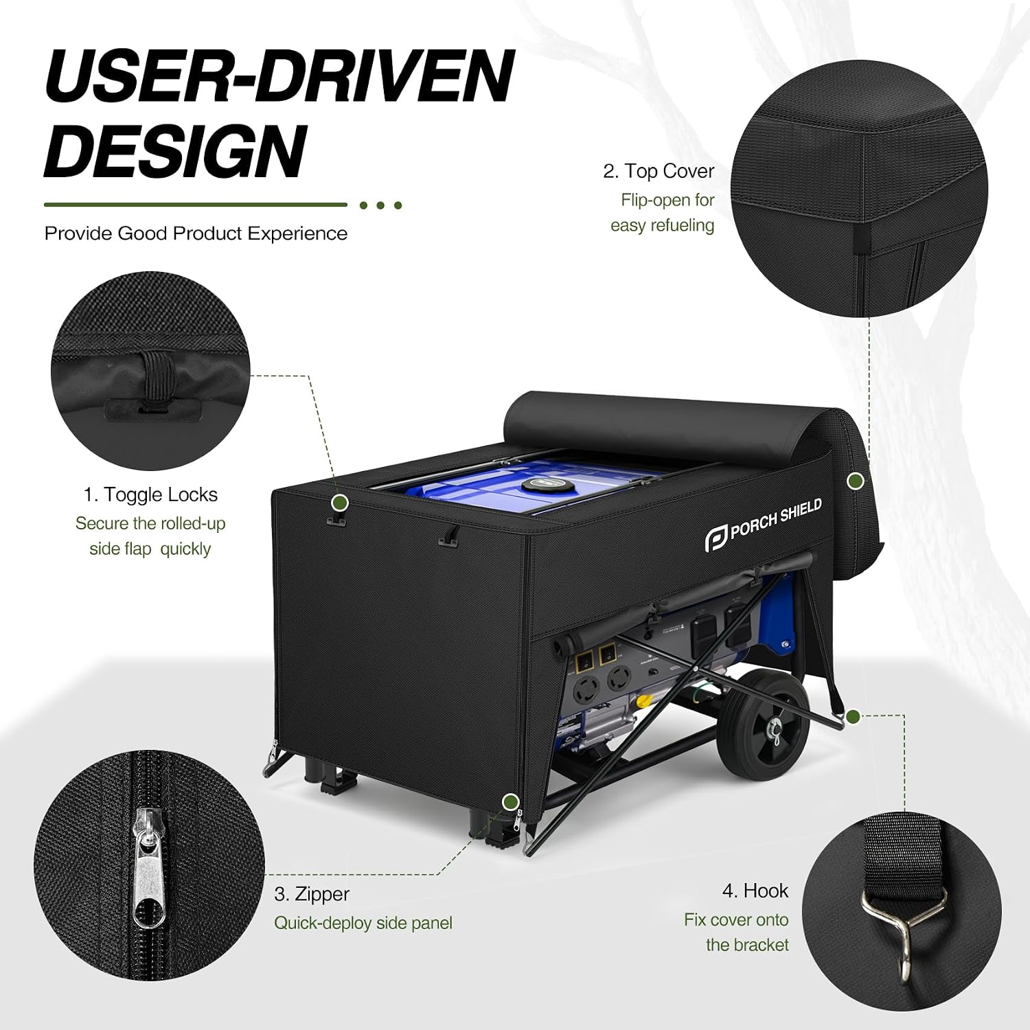 Porch Shield Waterproof Universal Generator Cover 32 x 24 x 24 inch - for Most Generators 5000-10000 Watt, Black
