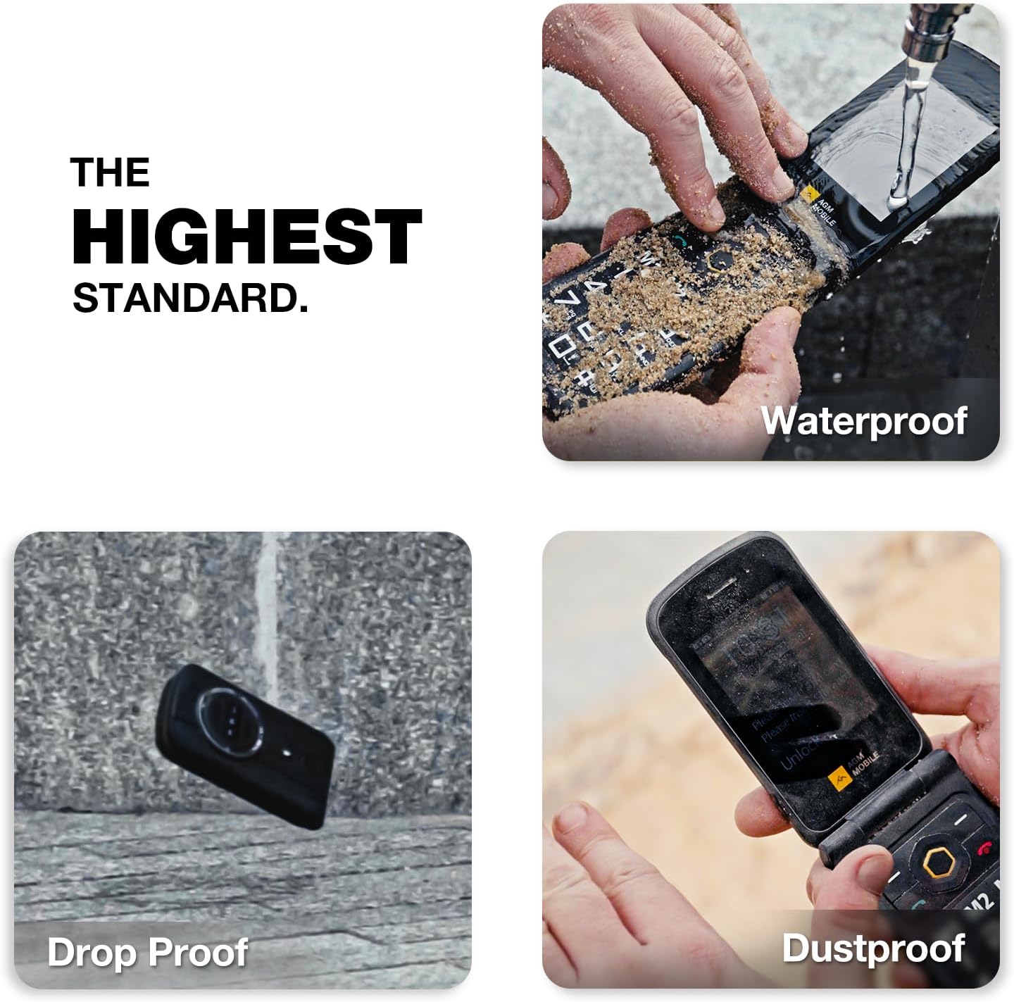 AGM M8 Rugged Basic Flip Phone, 4G Feature Cell Phone, Simple Mobile Phones, Waterproof | Drop-Proof, SOS Side Key, Speed Dial, 104dB Powerful Speaker