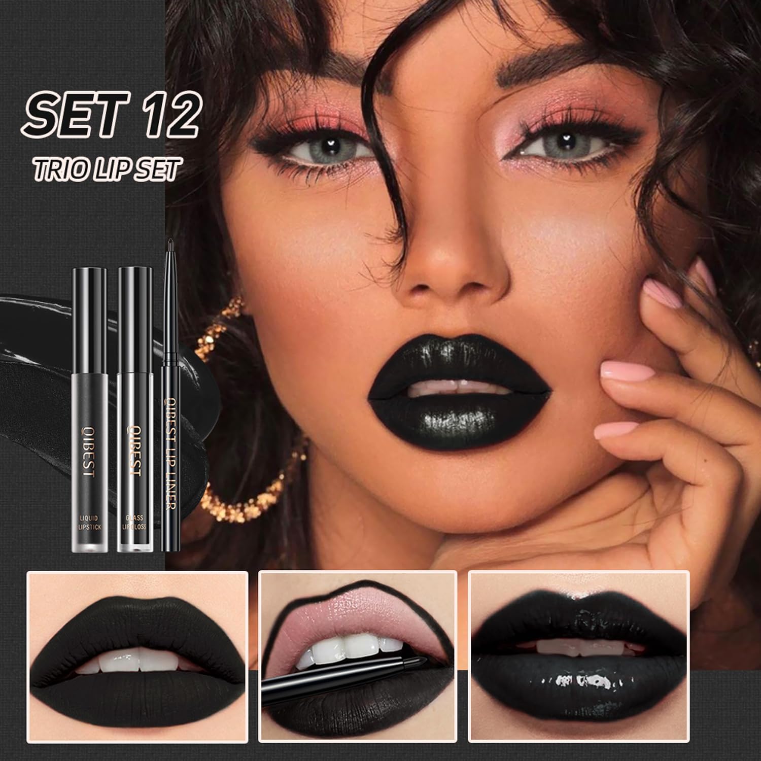 QiBest 7Pcs Matte Liquid Lipstick + 1Pcs Lip Plumper Makeup Set Kit, Pigmented Long Lasting Lip Gloss Set