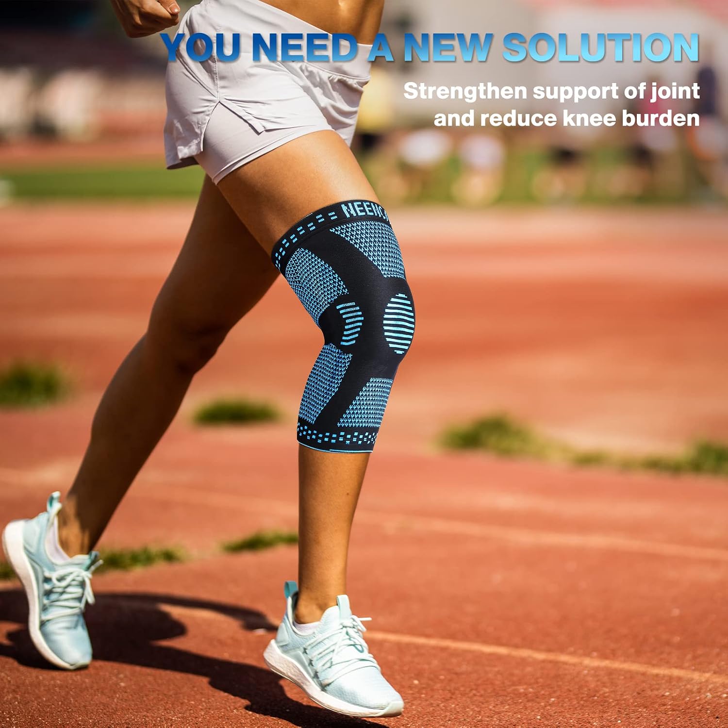 NEENCA Knee Braces for Knee Pain Relief, Compression Knee Sleeves with Patella Gel Pad & Side Stabilizers, Knee Support for Weightlifting, Running