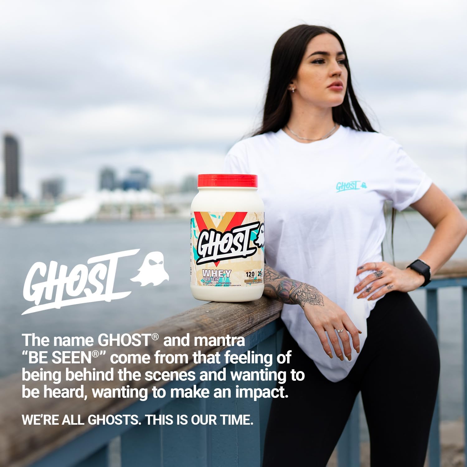 GHOST Whey Protein Powder, Milk Chocolate - 2LB, 25G of Protein | Whey Protein Isolate & Concentrate Blend - Post Workout Nutrition Shake, Smoothies - Soy & Gluten-Free - 2LB Tub, 26 Servings