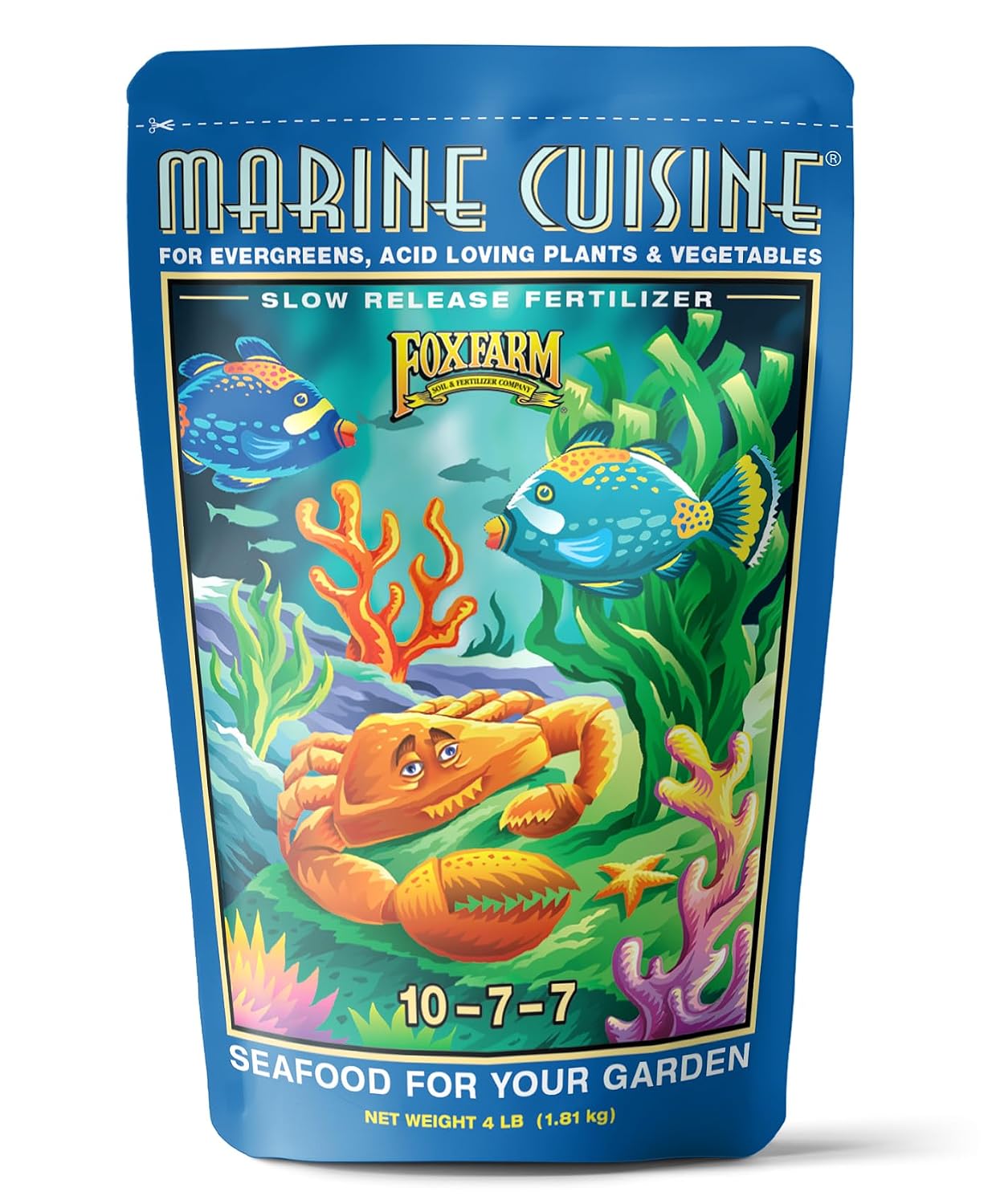 FoxFarm Marine Cuisine All Purpose Fertilizer - 10-7-7 Ocean-Based Plant Food with Crab Meal, Seabird Guano - Slow Release Fertilizer for Vegetables