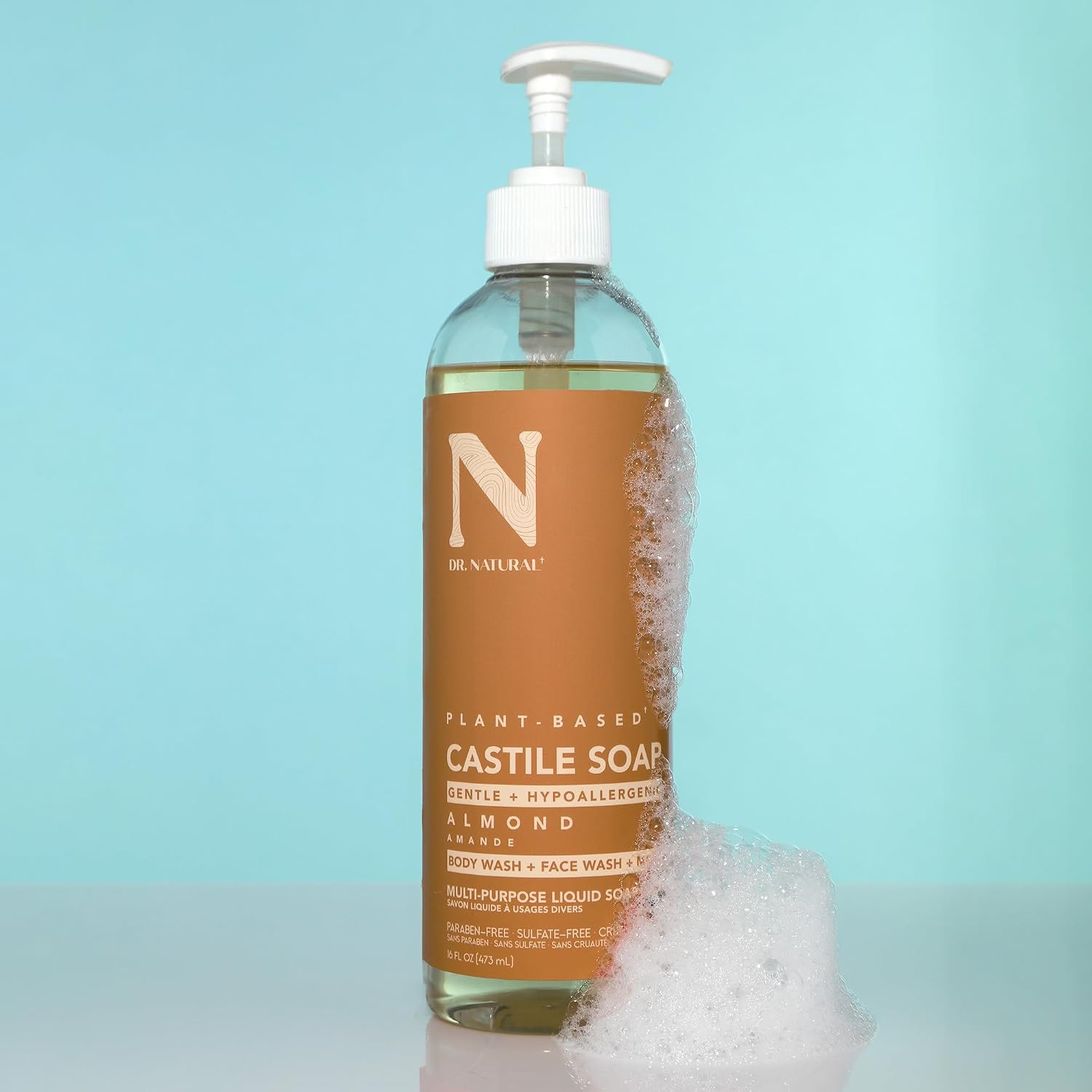 Dr. Natural Castile Liquid Soap - Multi-Use Body Wash, Shampoo and Face Wash - Hydrating Body Soap for Skin, Hair, Pets and Home - Eucalyptus - 32 oz