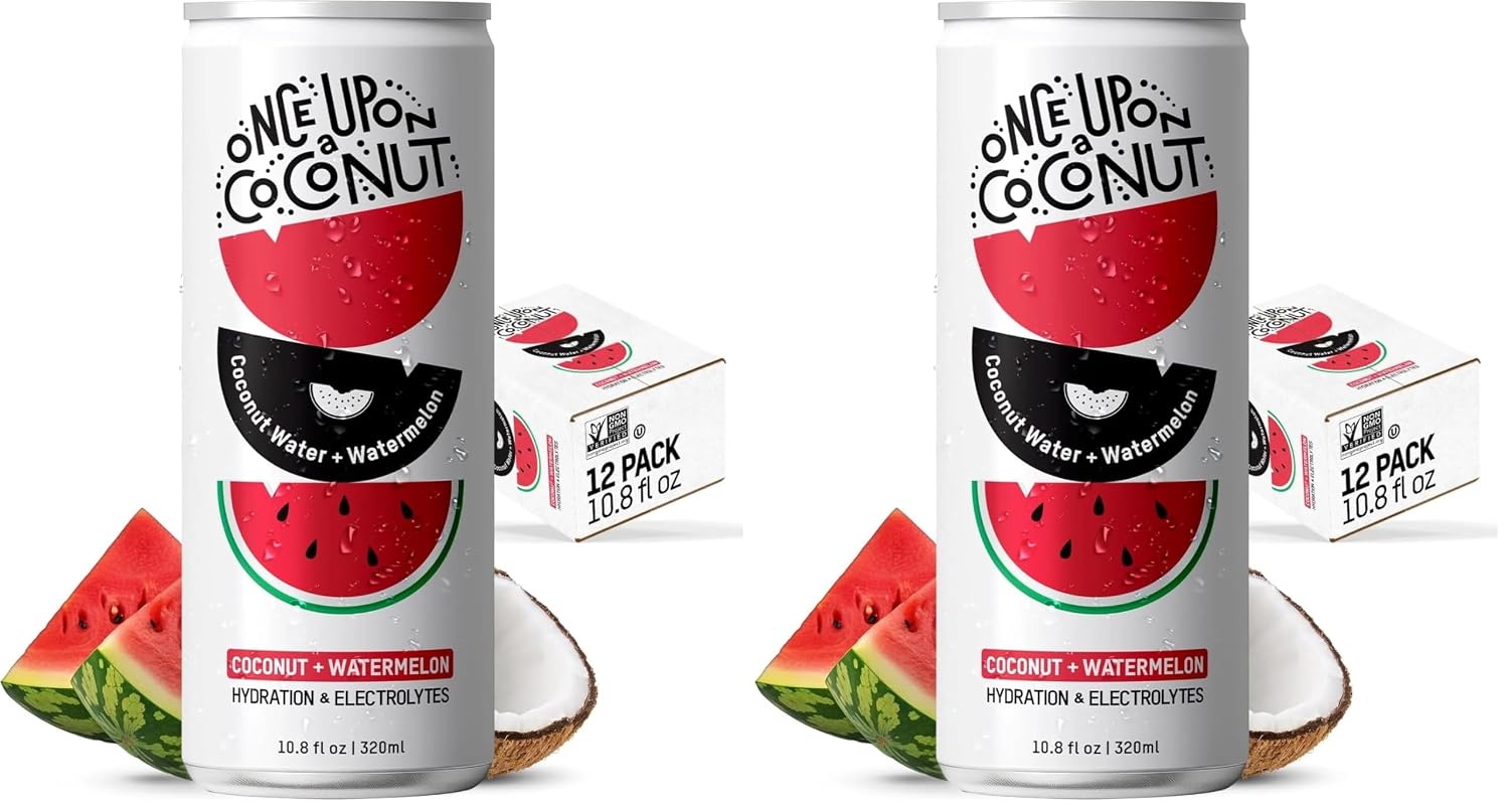 Once Upon a Coconut Premium Coconut Water - Low Calorie All-Natural Drink with Electrolytes - Non-GMO - Gluten-Free - 10.8 Fl Oz (Pack of 12)