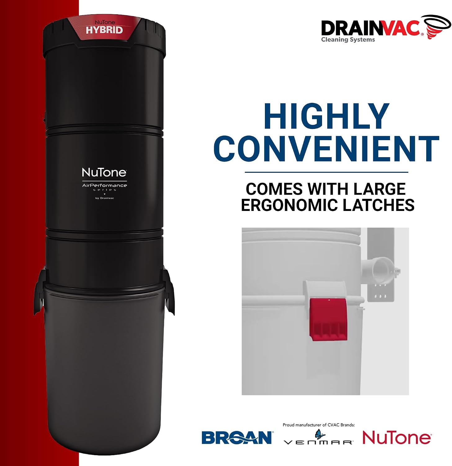 Drainvac Broan-nutone 550 Air watts Residential Central Vacuum System - Anti-Vibration, Powerful Suction