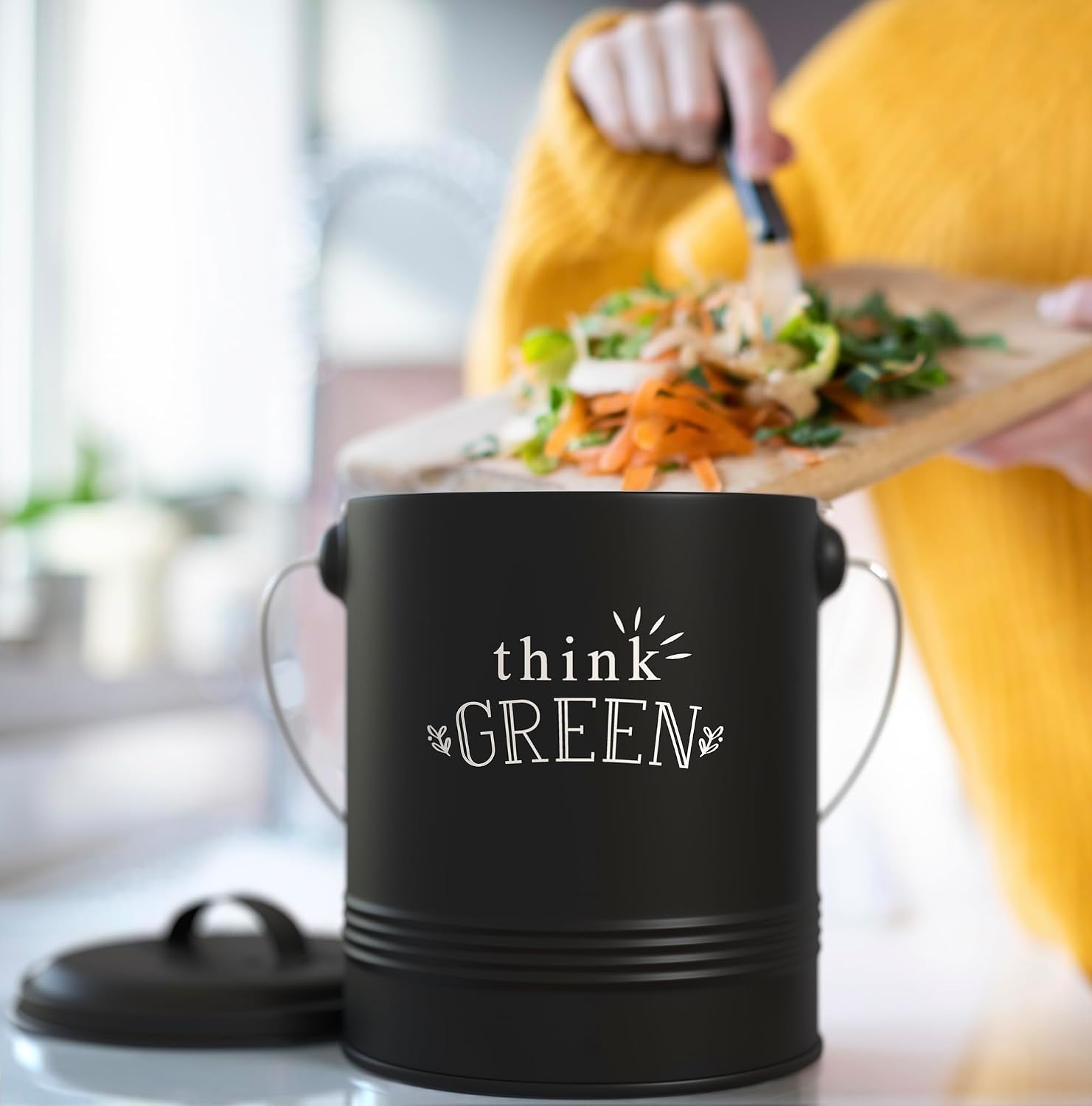 Barnyard Designs 1.2 Gallon Kitchen Counter Compost Bin with Lid (Mint)