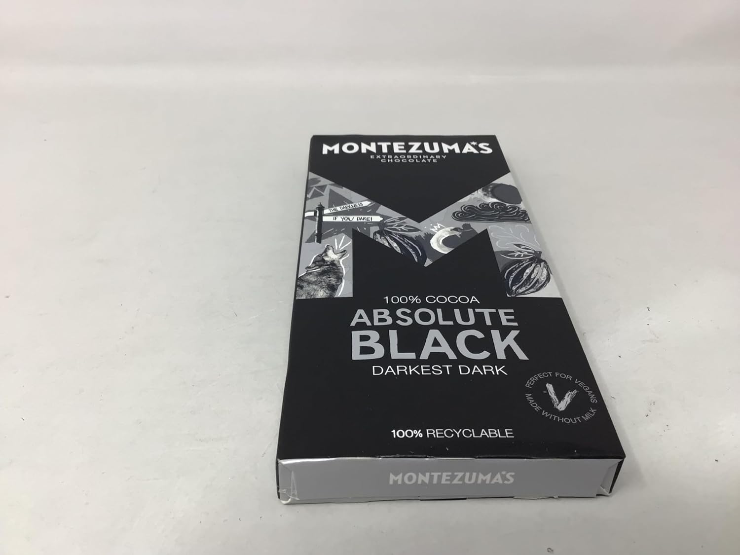 Montezuma Dark Chocolate Absolute Black 100% Cocoa 90g (Pack of 9)