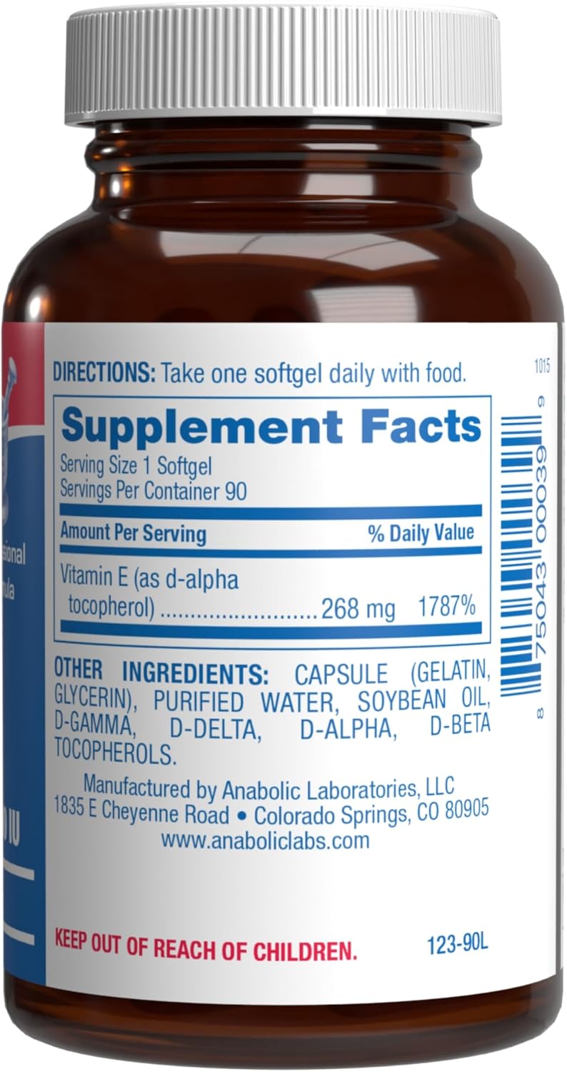 Vitamin E 400 IU Softgels - Clinical Formula Natural Vitamin E Supplement Complex with d-Alpha Tocopherol & Mixed Tocopherols for Hair Skin & Nails