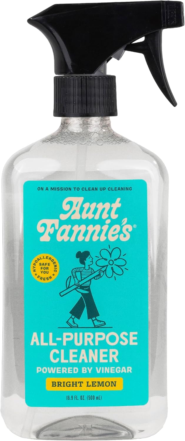 Aunt Fannie's All Purpose Vinegar Cleaner Spray, Lavender, Pack of 1 | Cuts Grease & Grime, No Harsh Residue, Safe for Kitchens Bathrooms Windows Counters & Sealed Areas, Kid and Pet Safe