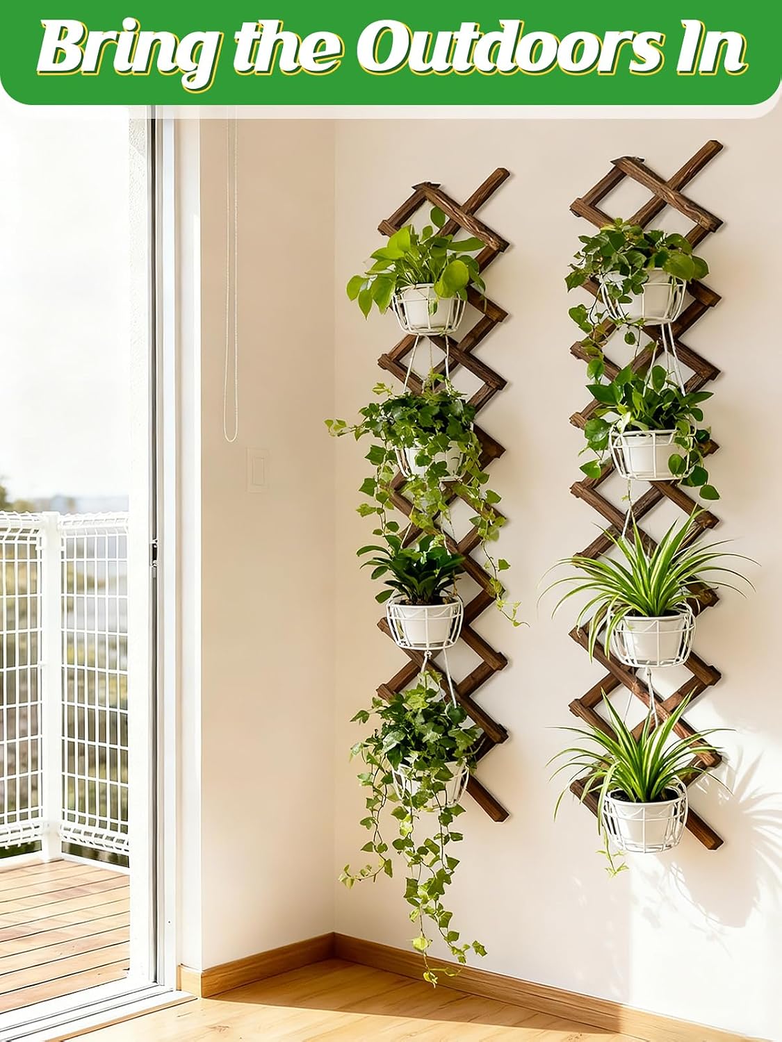 2Pcs 13x78 Expandable Wood Wall Trellis for Climbing Plants Outdoor/Indoor