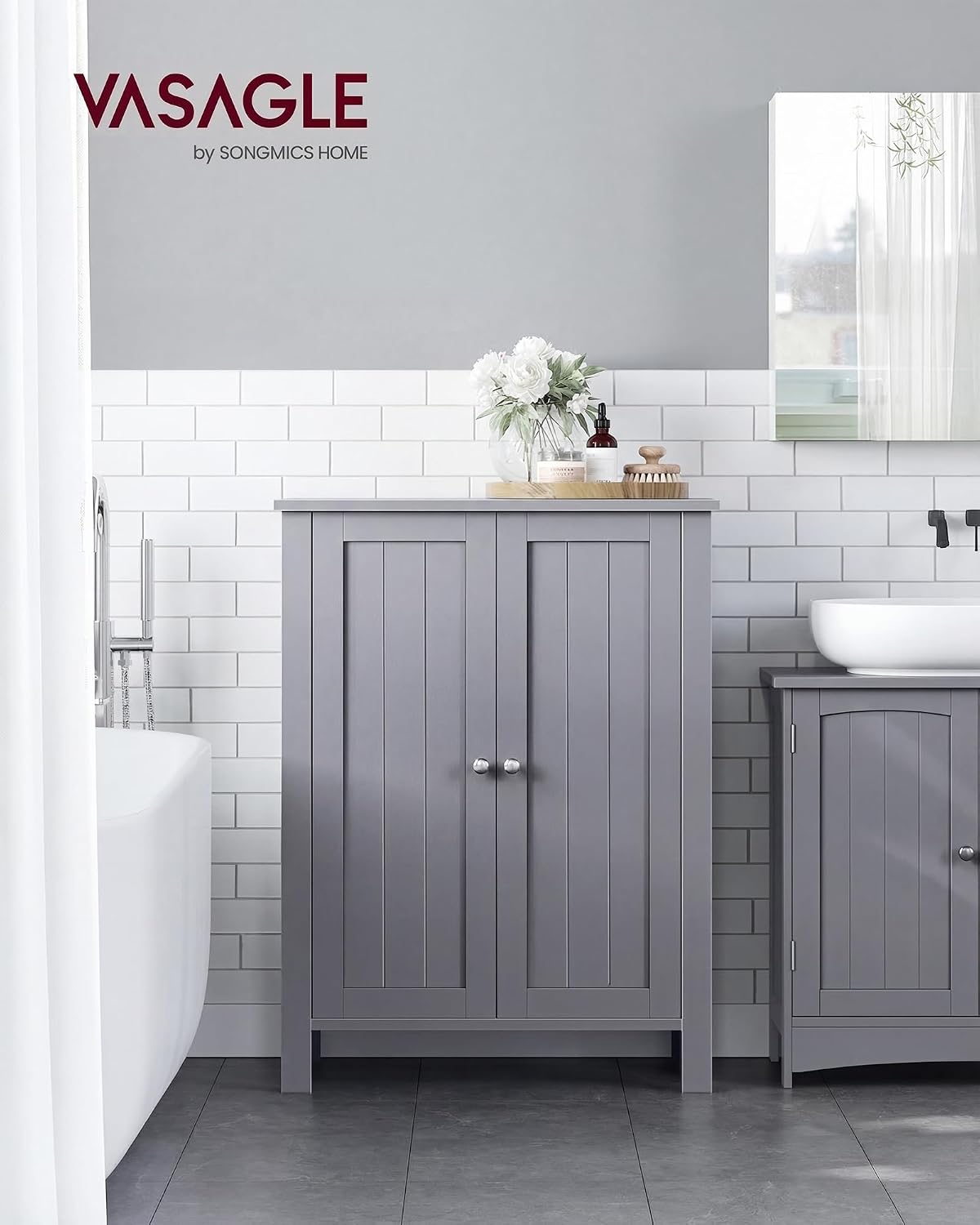 VASAGLE Floor Storage Cabinet, Freestanding Storage Unit with 3 Drawers, 1 Adjustable Shelf, for Bathroom Living Room Dining Kitchen, 11.8 x 23.6 x 31.5 Inches, Cloud White UBBC049WH01S