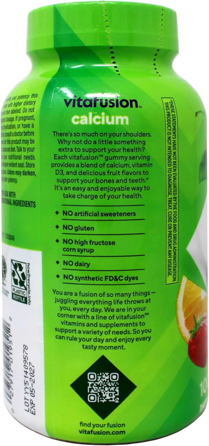 Vitafusion Gummies Calcium with Vitamin D3, 100 Count, Pack of 2