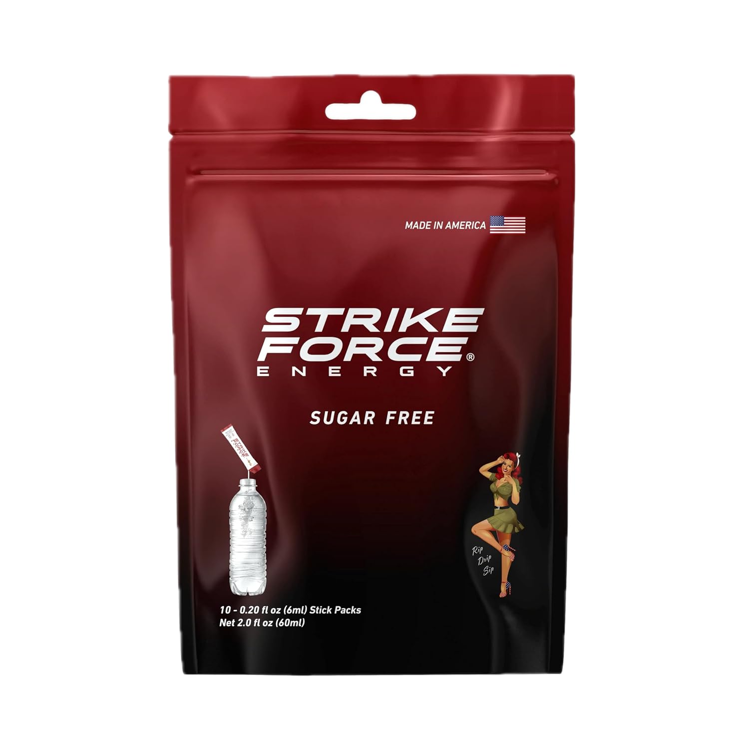 Strike Force Energy Drink Mix - Original Flavor - Natural Tasting Caffeine Drink - Turn Any Drink into a Healthy Energy Drink - Zero Calories, Keto Friendly, Sugar Free, Pre Workout (40 Liquid Packs)