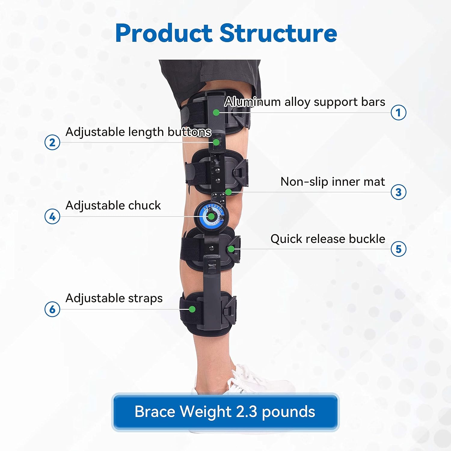 Hinged ROM Knee Brace, Adjustable Post Op Immobilizer for ACL MCL Recovery Walking Exercises