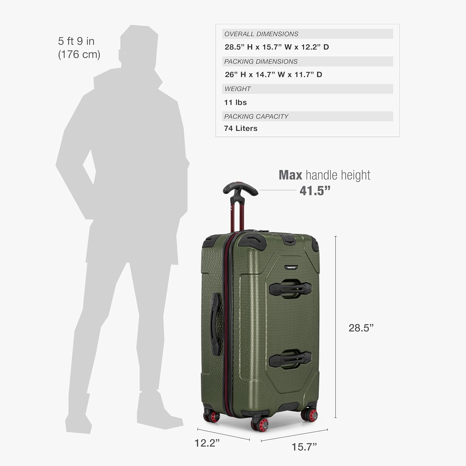 Traveler's Choice Maxporter II Polycarbonate Hardside Trunk with Spinner Wheels, Navy, 31-Inch Large Trunk