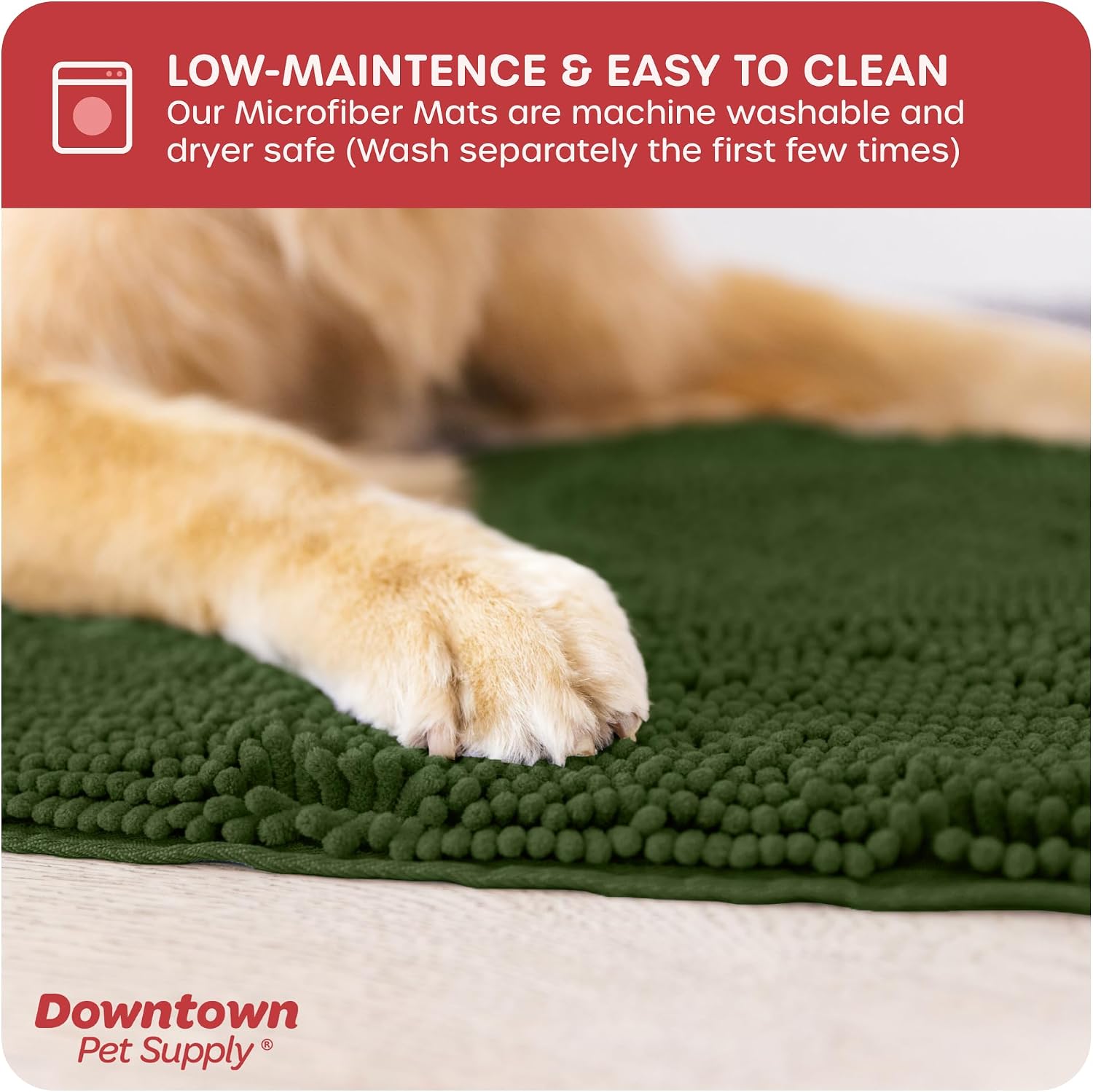 Dog Mud Mat, 31" x 20" Sage – Thick Microfiber Entry Rug for Snow, Mud & Salt – Absorbent, Quick-Dry, Washer-Safe & Non-Slip, Medium