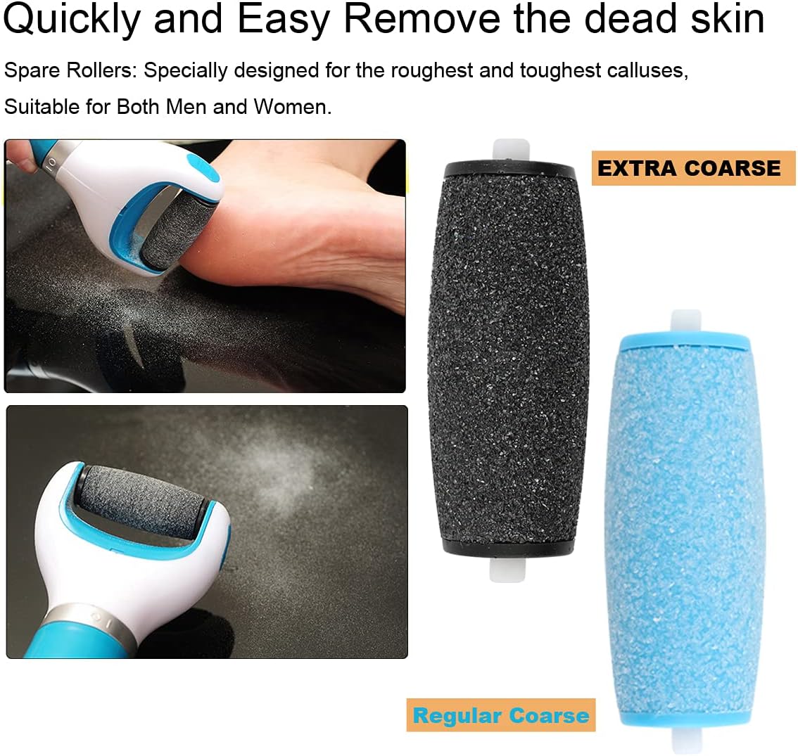 5 Pack Blue Extra Coarse Replacement Refill Roller Compatible with Amope Pedi Refills Electronic Foot File