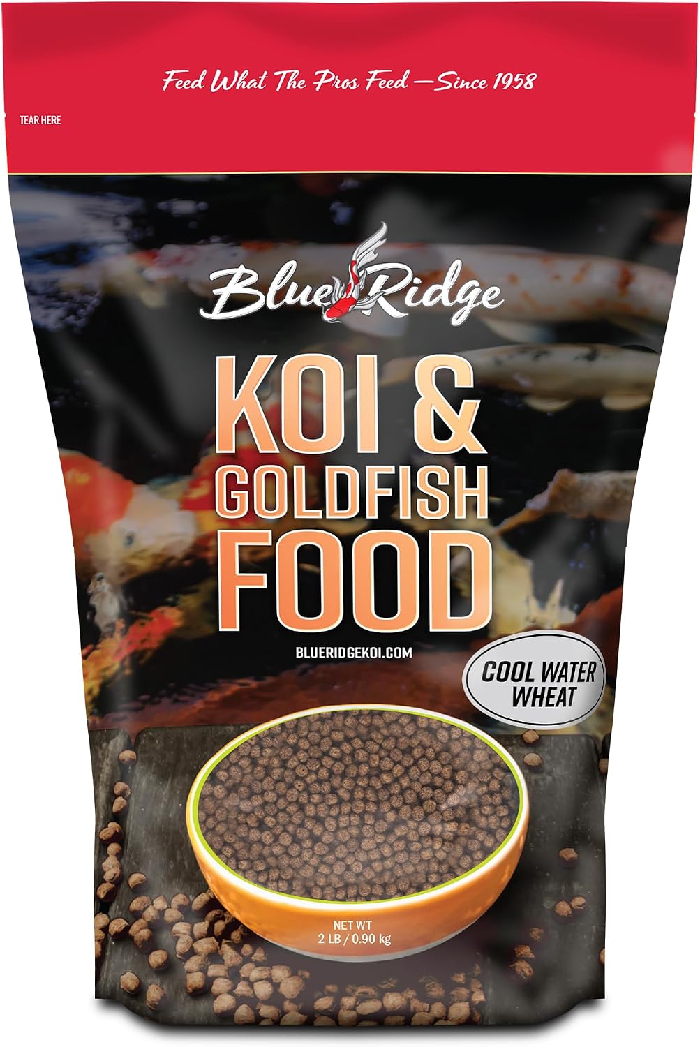 Blue Ridge Koi Fish Food 25lb - Cool Water Wheat 3/16", Fall and Winter Floating Pond Pellets, Ponds Fish Food