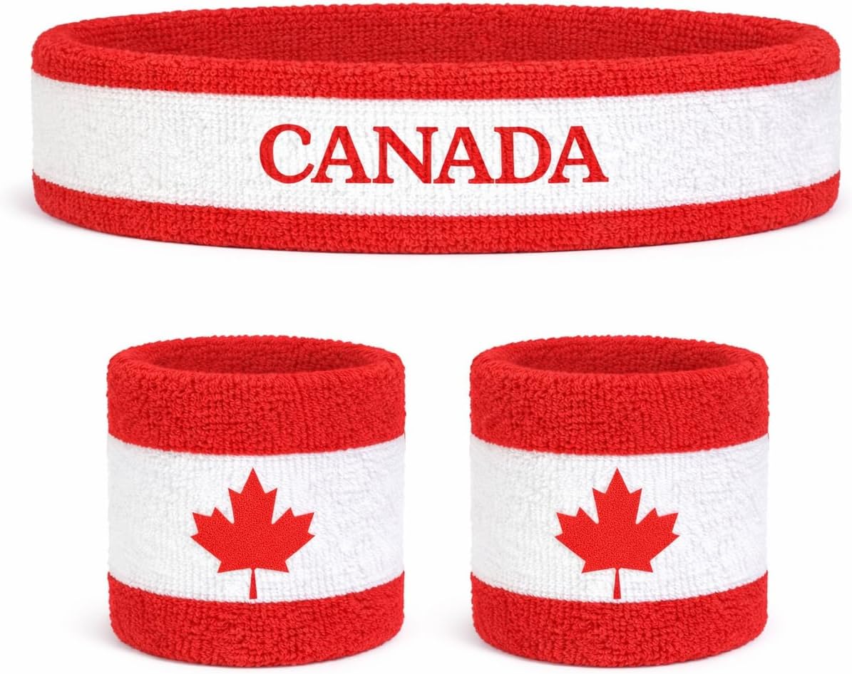 Suddora Country Headband & Wristbands Set (Includes 2 Wrist & 1 Head Sweatband), Highly Moisture Wicking
