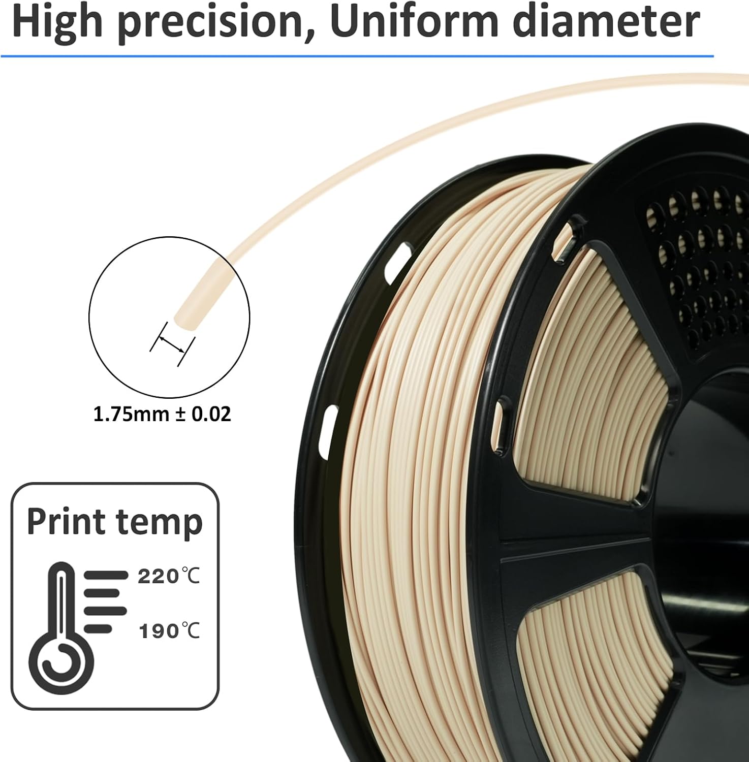 GIANTARM 3D Printer Filament, Silk Gold Pla Filament, 1Kg(2.2lbs) Spool, 1.75mm Dimension Accuracy +/- 0.03mm, 3D Printing Filament