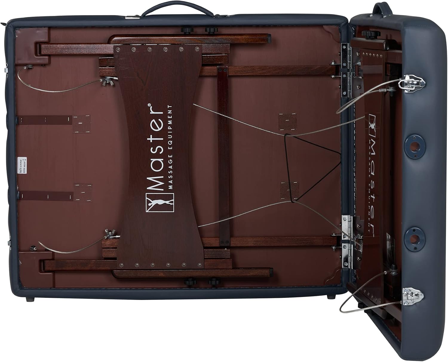 Master Massage Newport Portable Massage Table Package with Denser 2.5" Cushion, Walnut Stained Hardwood, Steel Support Cables, Pillows & Accessories, Royal Blue, 30"