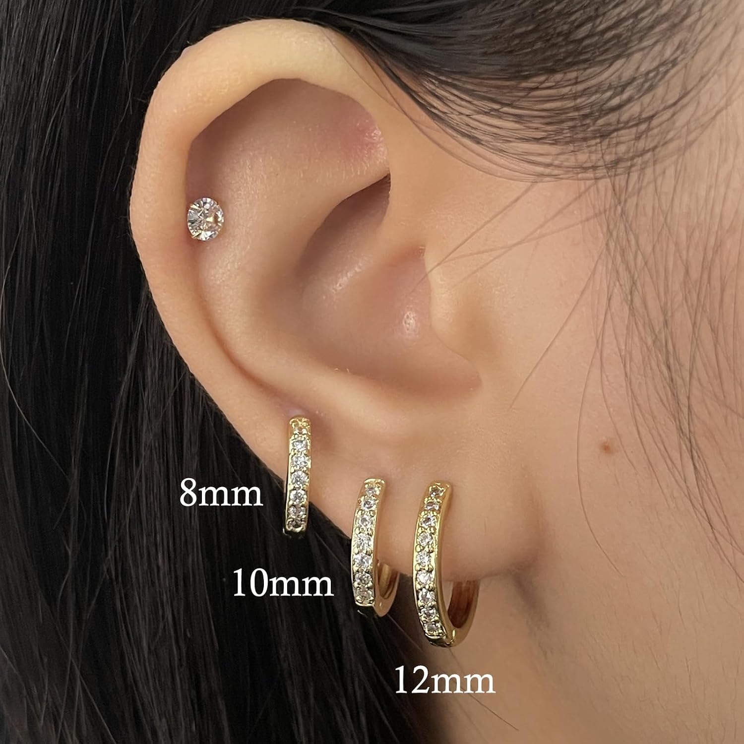 Dlihc 6 Pairs Sterling Silver Hoop and Stud Earrings Set for Women Men