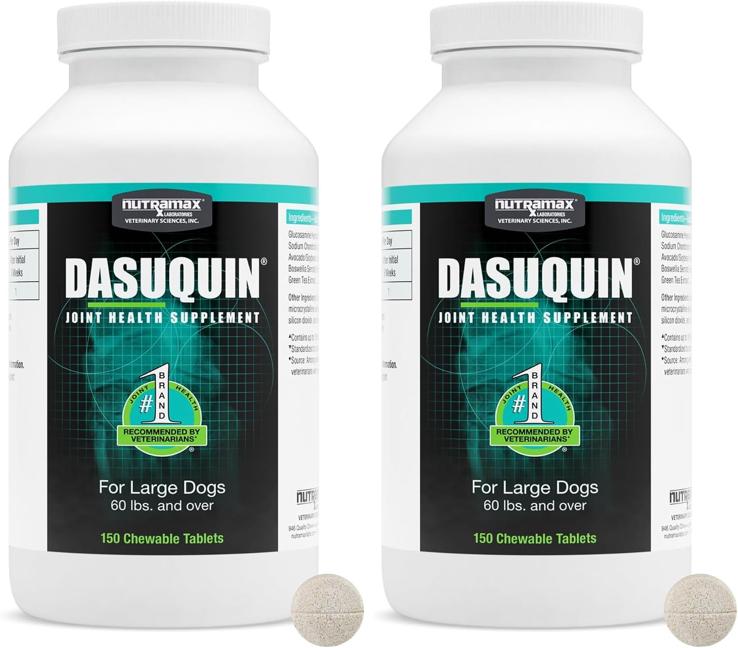 Nutramax Dasuquin Joint Supplement for Large Dogs, Chewable Tablets, 150ct | Glucosamine and Chondroitin, ASU, Supports Healthy Joints, For Dogs Over 60 lbs, All Ages, Chewable Tablets