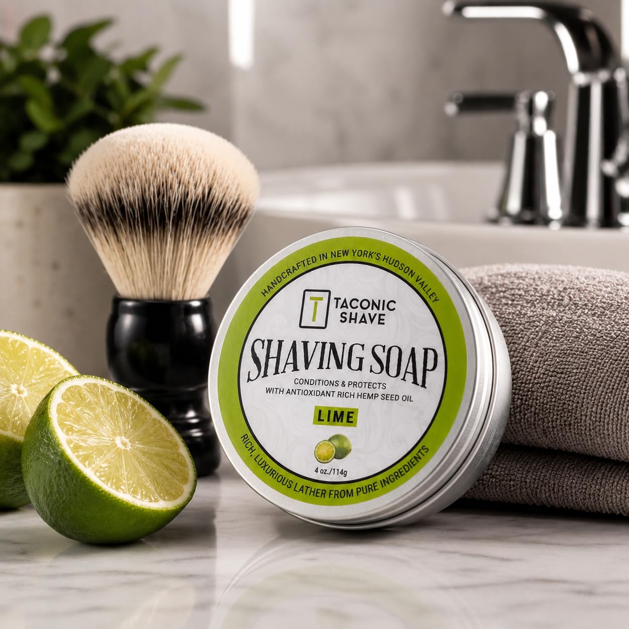 Taconic Lavender Natural Shaving Soap Puck, Rich Lather | Calming lavender aroma pairs with moisturizing natural oils to build rich protective lather for a comfortable wet shave.