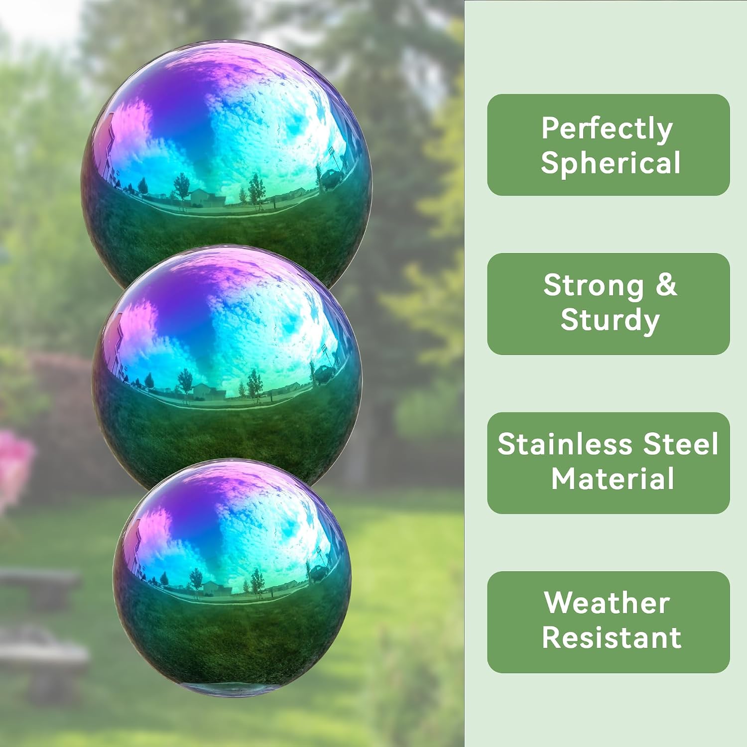 Lily's Home 12 Inch Stainless Steel Gazing Globe Mirror Ball, Colorful and Shiny Addition to Any Garden or Home, Ideal As a Housewarming Gift, Silver