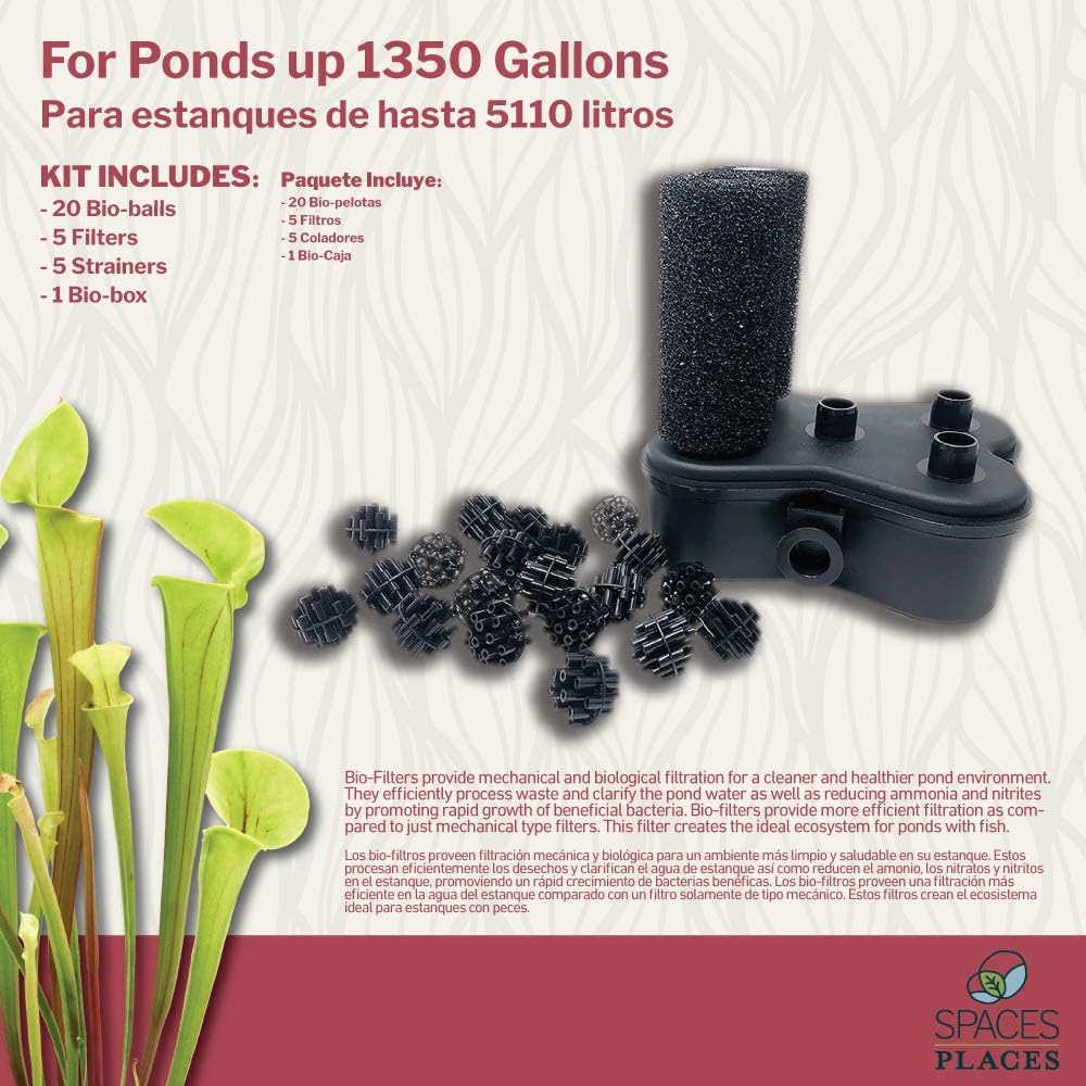 5XBIO Bio Filter Without Pump Use for Water Gardens and Koi Ponds, Black