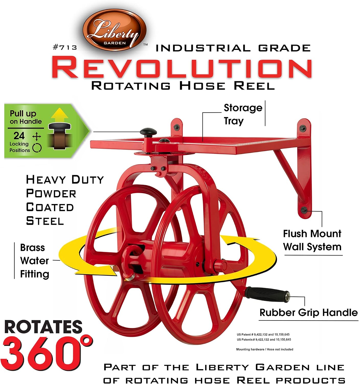 Liberty Garden 710 Navigator Rotating Garden Hose Reel, Holds 125-Feet of 5/8-Inch Hose - Bronze