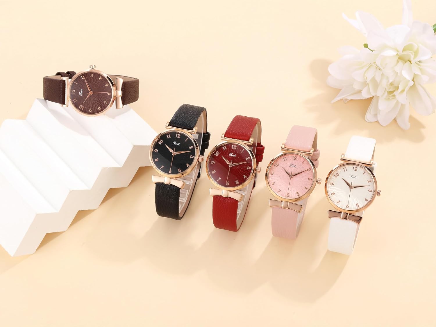 Top Plaza Ladies Classic Leather Analog Quartz Watch | Women Easy Read Arabic Numerals Watches Casual Dress Wrist Watch,Rose Gold Case