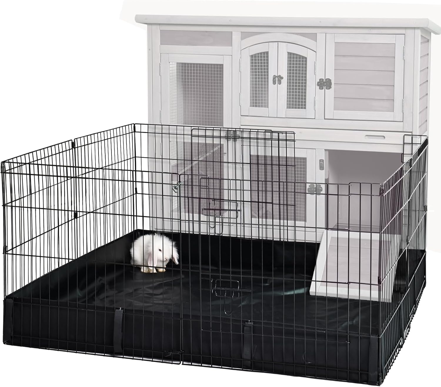 GUTINNEEN Rabbit Hutch Indoor Outdoor Bunny House Guinea Pig Cage on Wheel with Plastic Tray
