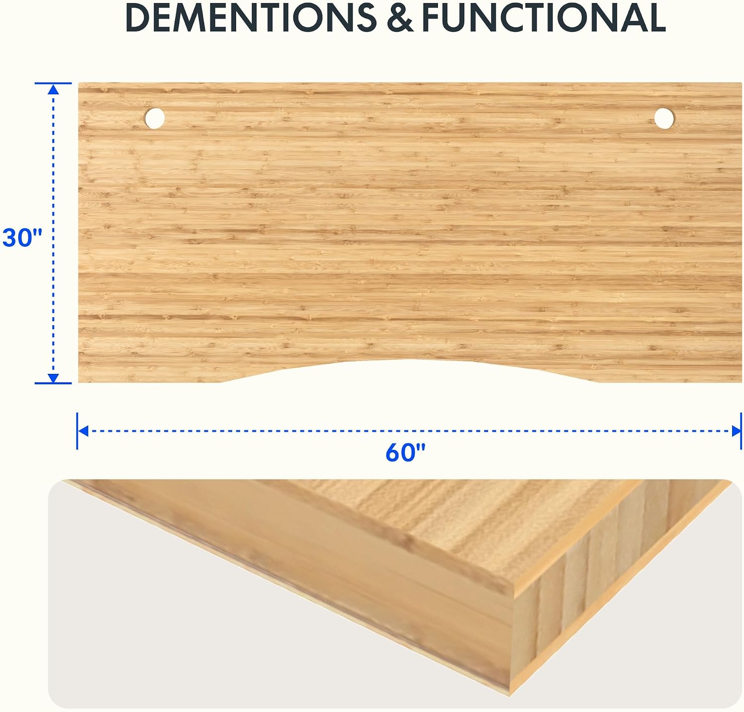 FLEXISPOT Acacia Solid Wood 55"x28" Butcher Block Desktop, Walnut | Acacia Solid Wood, Thick Beveled Edge, For Standing Desk, Office Table, Workbench, DIY Furniture Projects
