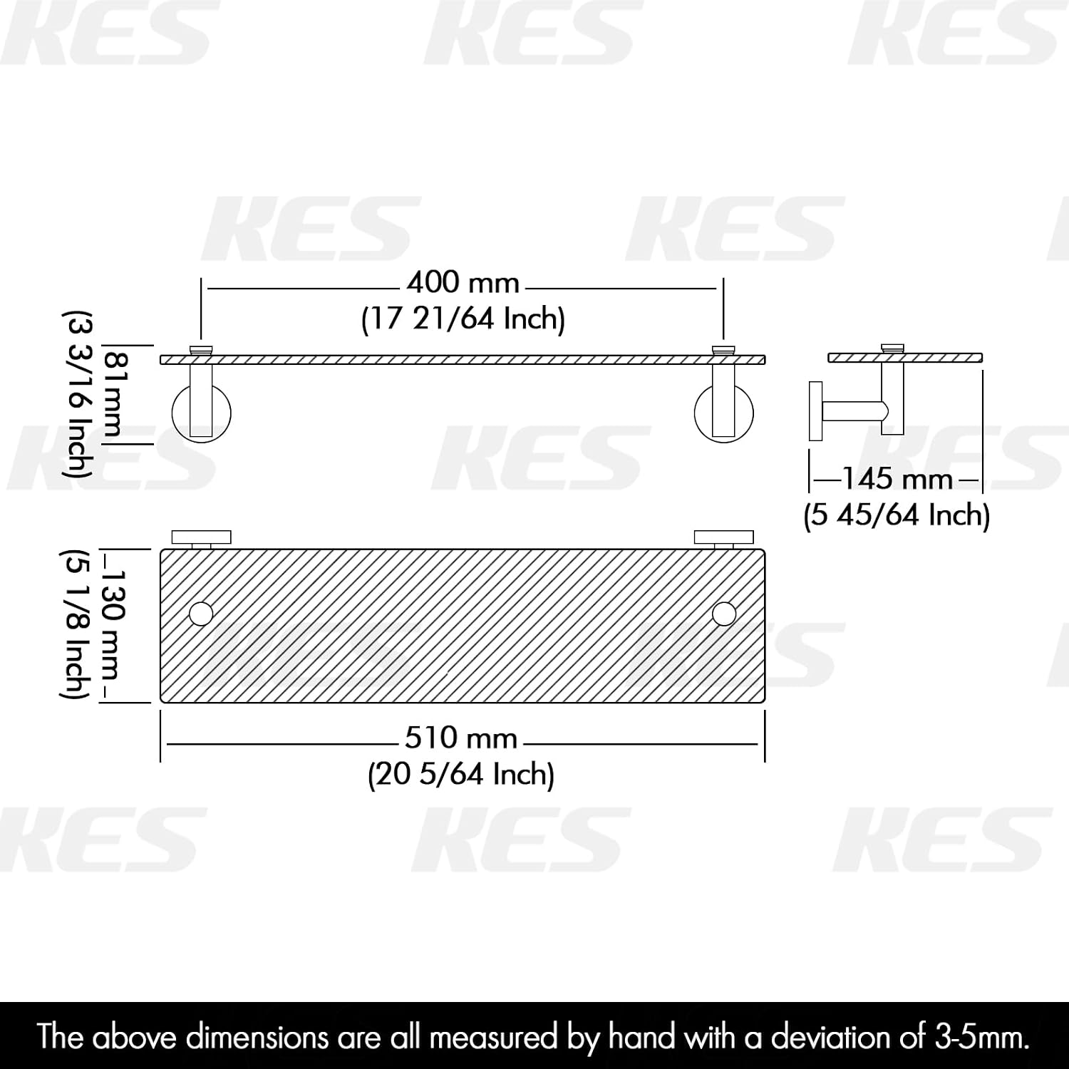 KES Glass Shelf for Bathroom, 20-Inch, 3 Pack, Brushed Finish