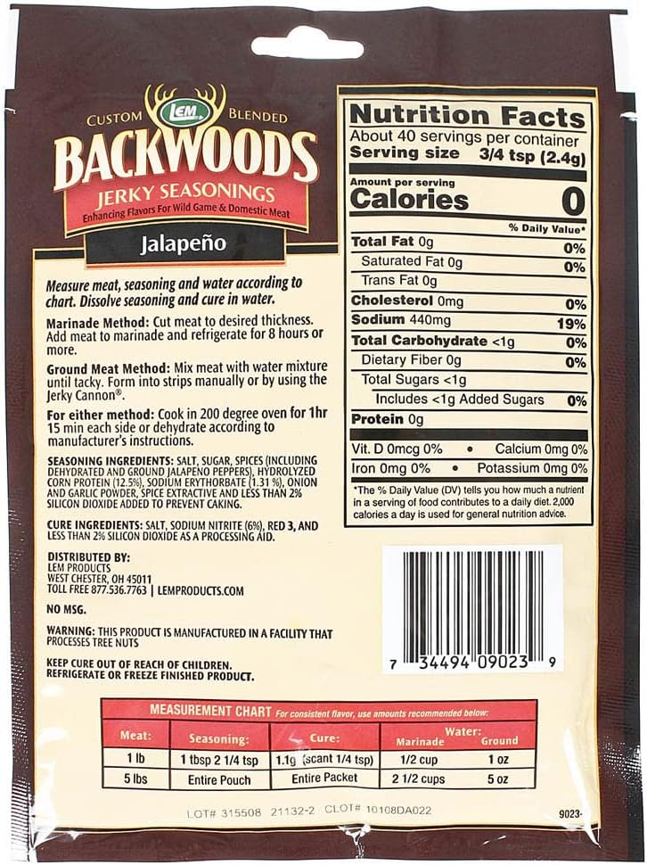 BACKWOODS JALAPENO JERKY SEASONING Seasons 5 pounds Of Meat