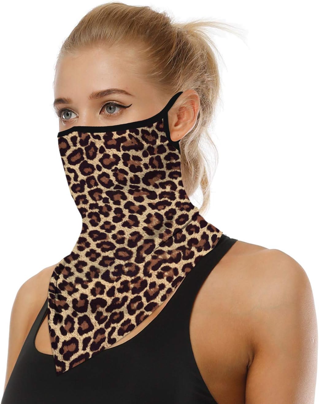 YAYOUREL Neck Gaiter Face Mask Bandanas for Men Women UV Face Scarf Cover Ear Loop Hole Facemask for Fishing Running Cycling