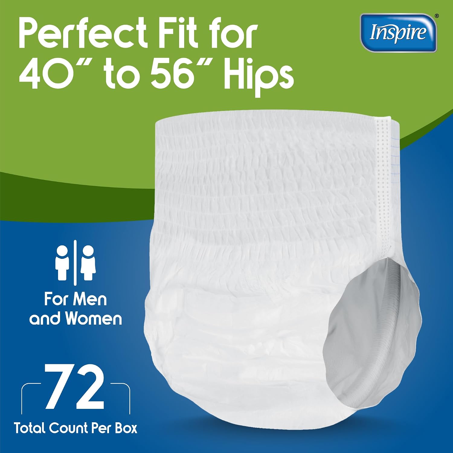 Inspire Protective Underwear for Men and Women with Incontinence | Adult Diapers | Disposable Underwear for Adults | Adult Pull Ups - 4 Bags of 14 | 56 Total (Extra Large)