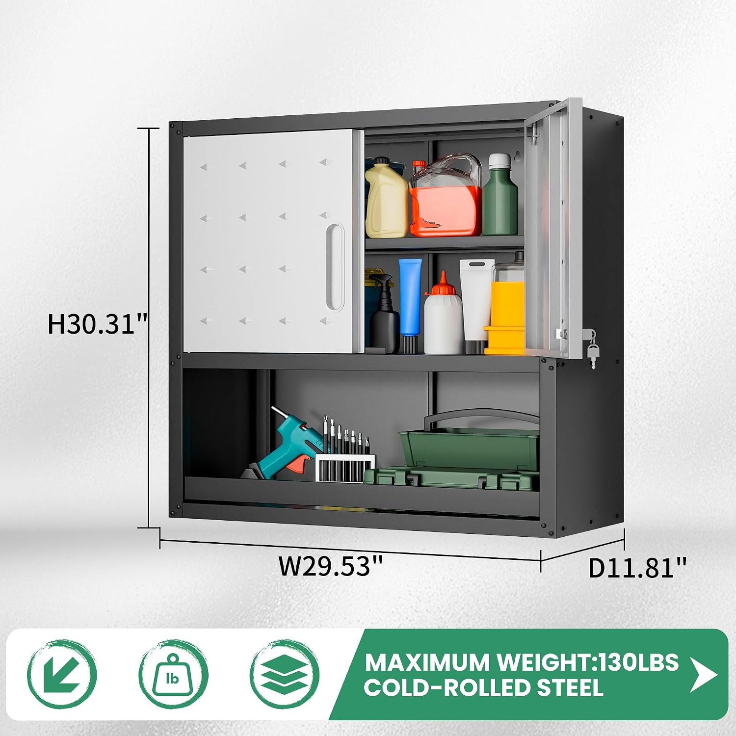 Garage Cabinets,Metal Garage Storage Cabinet with Wheels,Black Lockable Rolling Tool Cabinet with Drawer and Adjustable Shelves,Heavy Duty Tool Chest for Home Office Utility Room