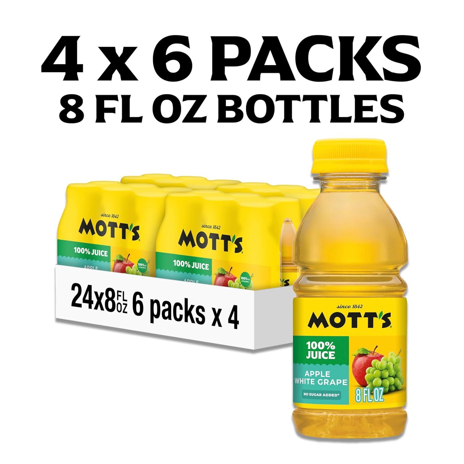 Mott's 100% Original Apple Juice, 64 Fl Oz Bottle (Pack Of 8), 2 Servings Of Fruit Per Cup, 100% Fruit Juice, Gluten-free, Caffeine-free, Kosher, And Contains No Artificial Colors Or Sweeteners