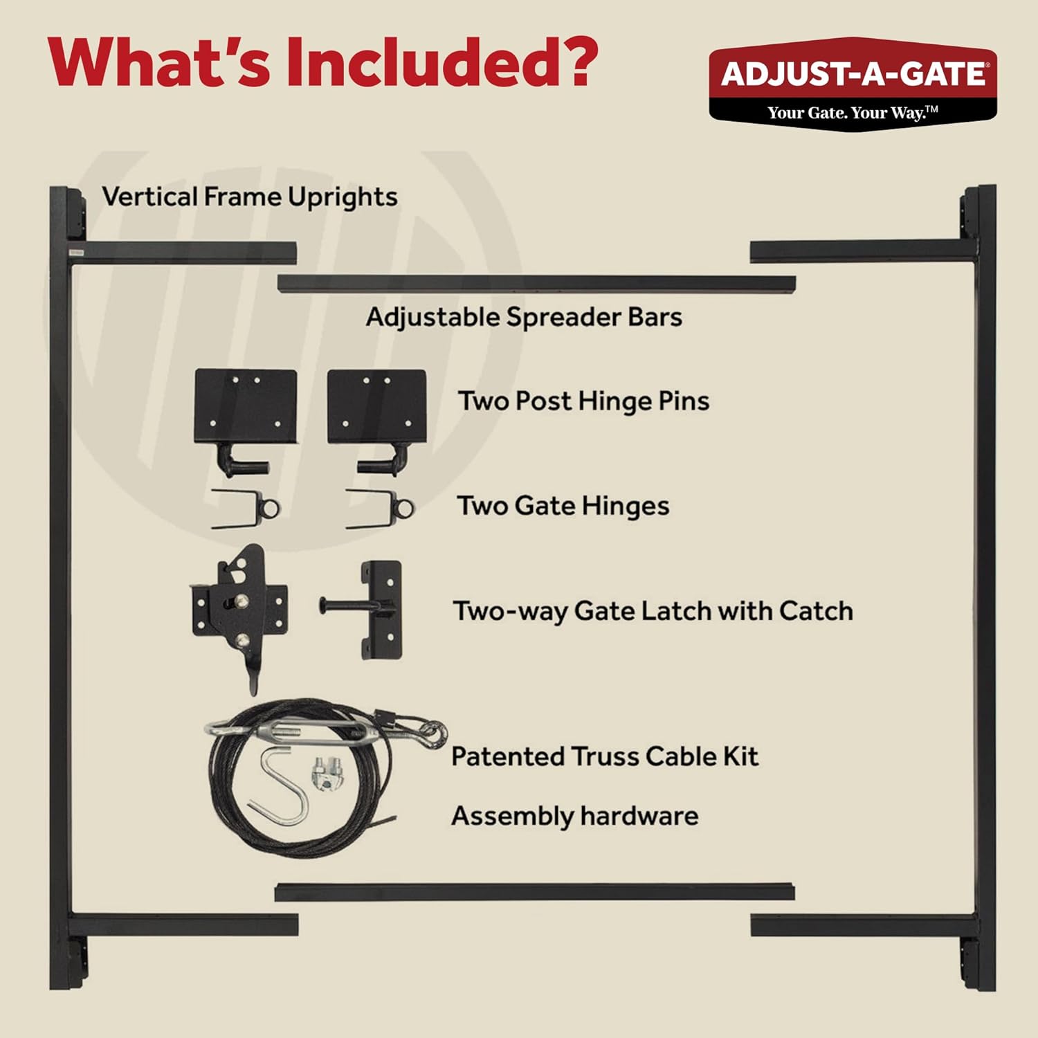 Adjust-A-Gate 2-Pack Anti-Sag Original Wide Width Full-Frame Gate Kit, Fits 60-90" Opening