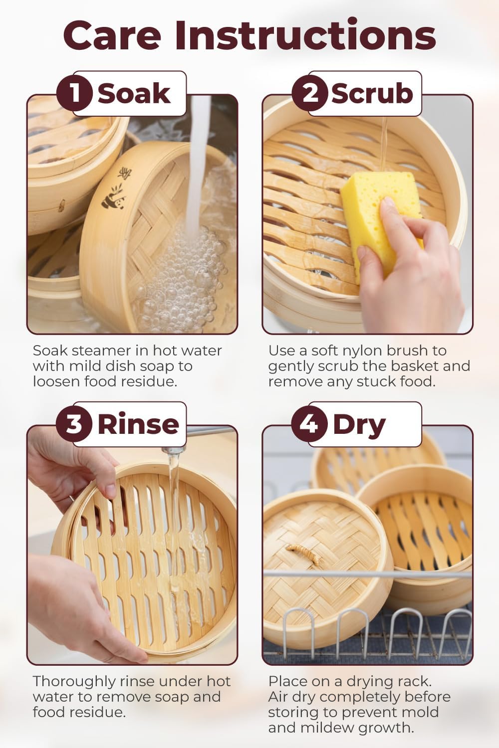 54-Piece Bamboo Steamer Basket Set, 10 Inch for Delicious, Authentic Meals