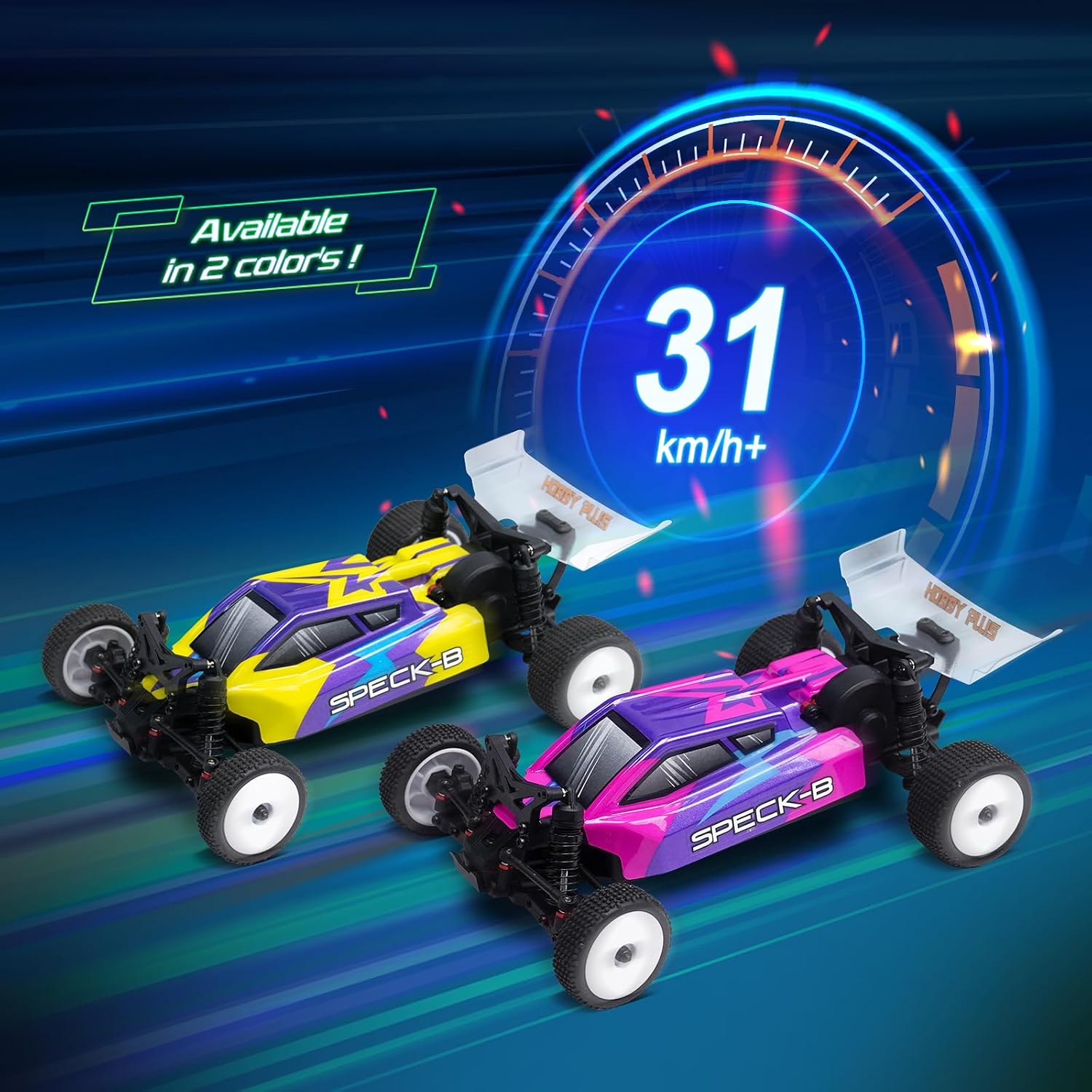 HOBBYPLUS Speck B Elite Brushless 1/24 2WD Mini RC Car - RTR RC Buggy, Fast Mini Racing Buggy – Remote Control Car Racing Vehicles (Razor Magenta)